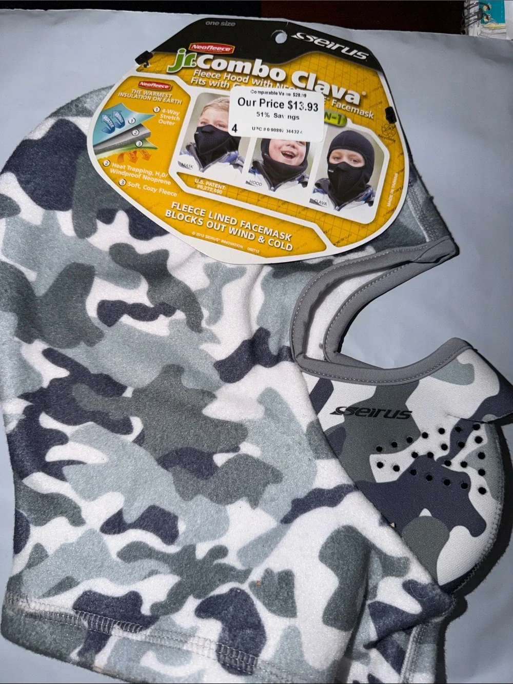 Kids Combo Clava Fleece-Lined Balaclava - Gray Camo